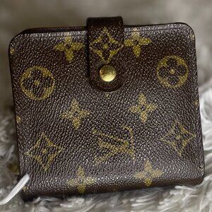 Authentic Louis Vuitton Monogram Compact Zip Bifold Wallet